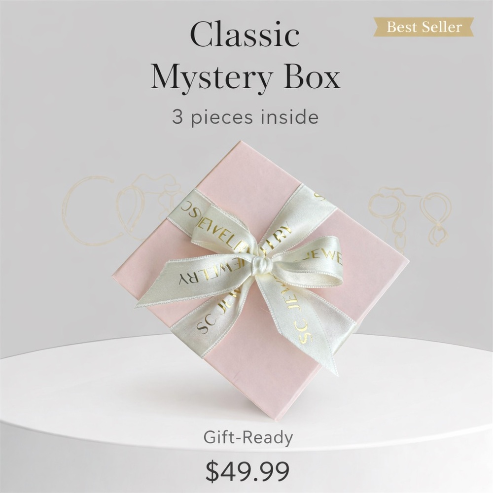 Classic Mystery Jewelry Box 3 Pieces Gift-Ready Gold Plated & Stainless Steel